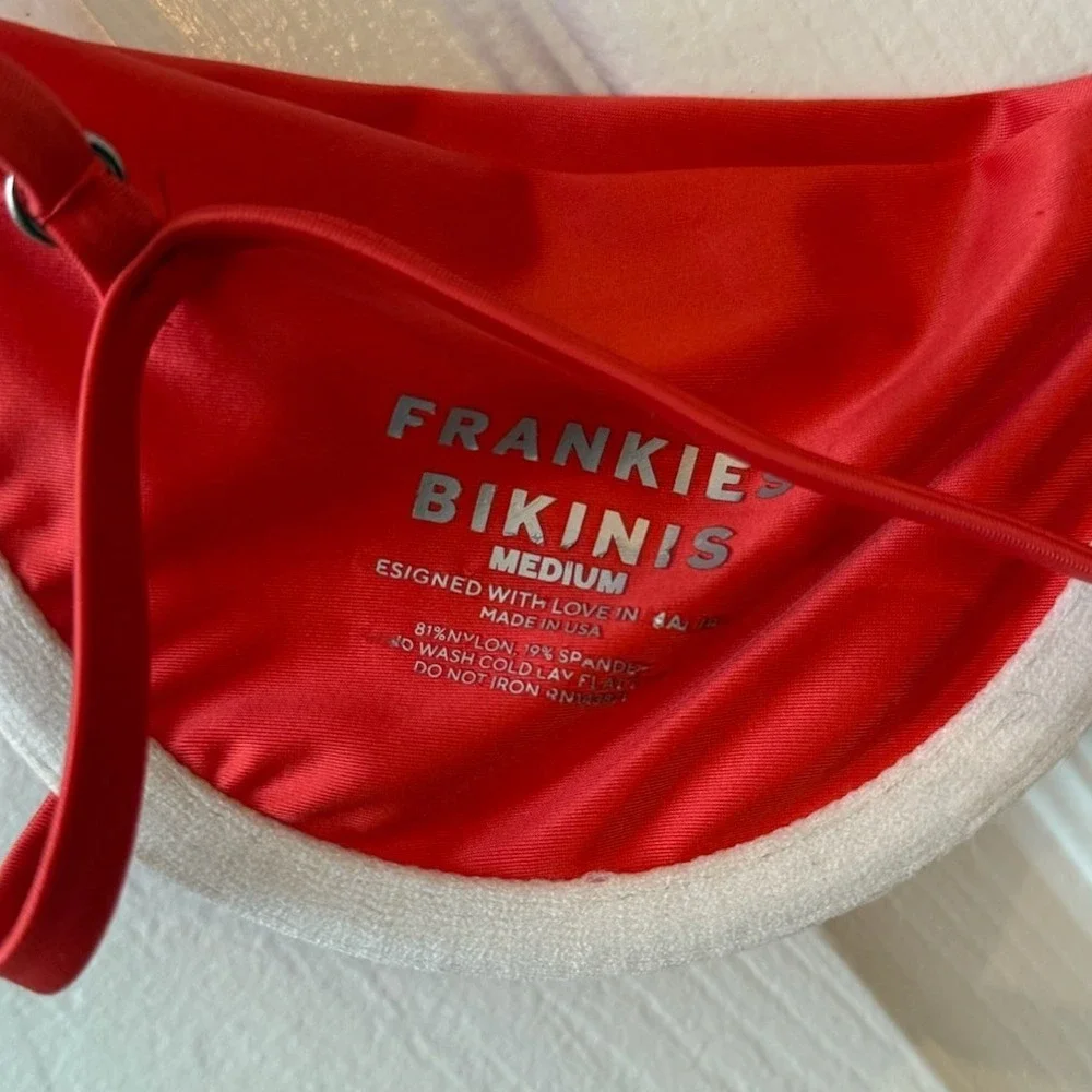 Frankies Bikinis Red Adjustable Spaghetti Strap Padded Bikini Top Womens M